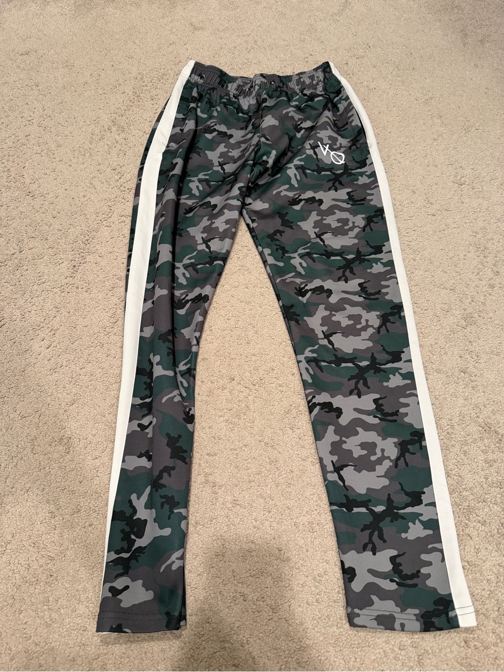 Kids Camouflage Track Pants with White Side Stripe